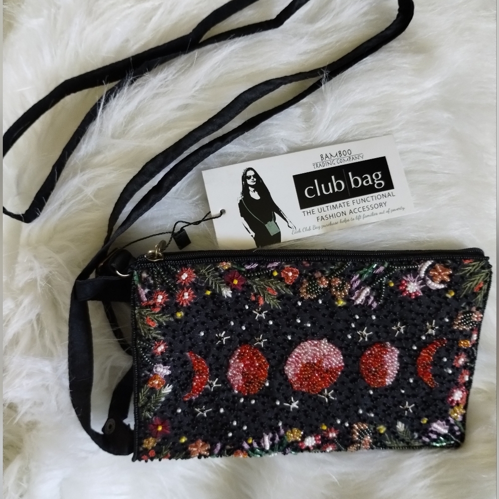 Bamboo Traders Black and Red Floral Clutch